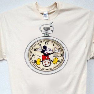 MICKEY MOUSE , WATCH, TIME, Vintage Men's T-shirt Very Cool One of a Kind
